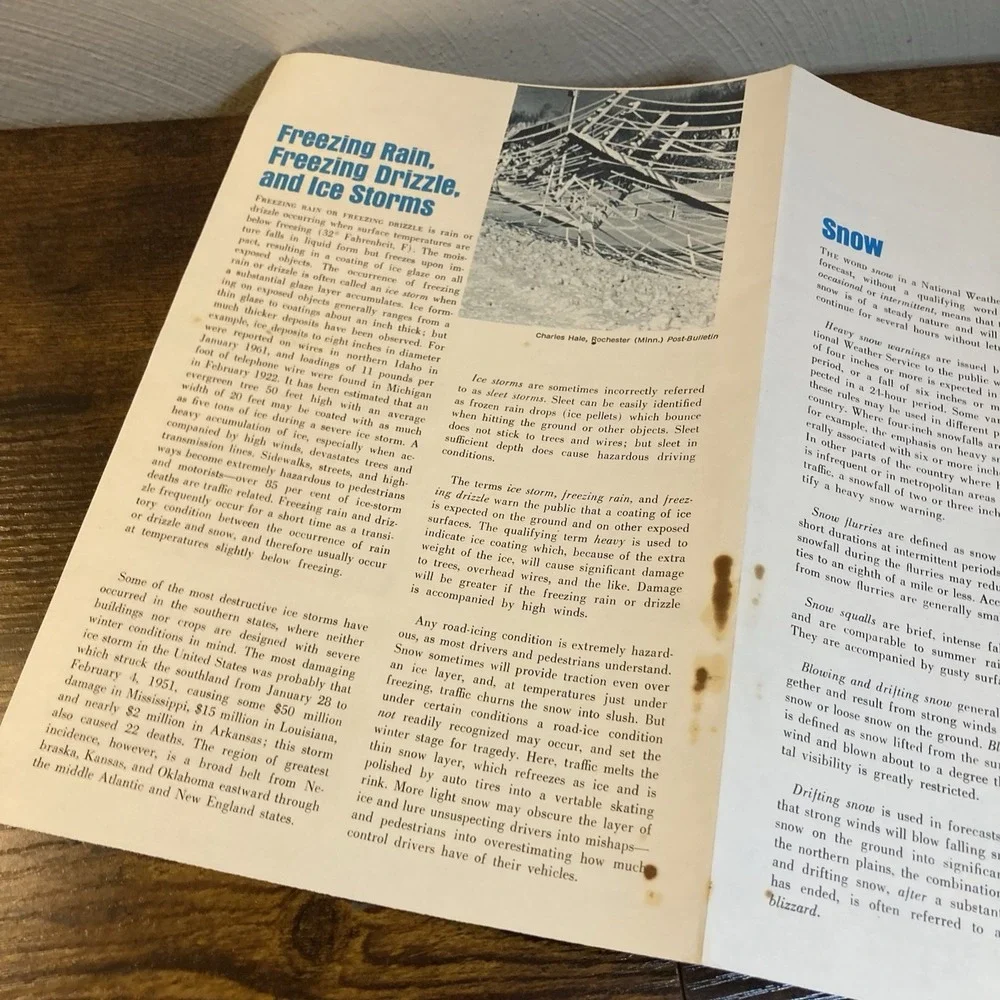Winter Storm Safety Rules Vtg 1975 NOAA USDOC‎ NOAA NWS Book Booklet